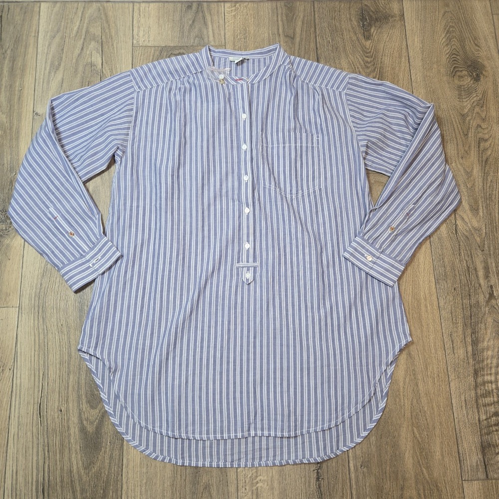 NWOT‎ Sundance Shirt Womens M Blue White Cotton Popover Stripe Tunic Shirttail